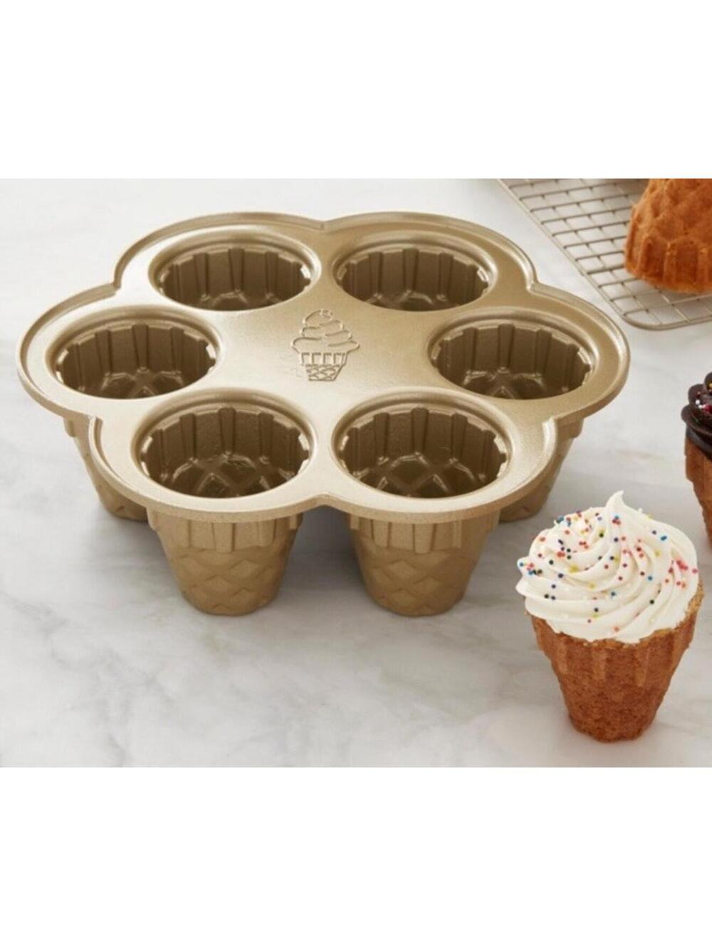 Nordic Ware Nonstick CastAluminum Ice Cream Cone Cake Pan 6 Cup 4.5 Cup Capacity